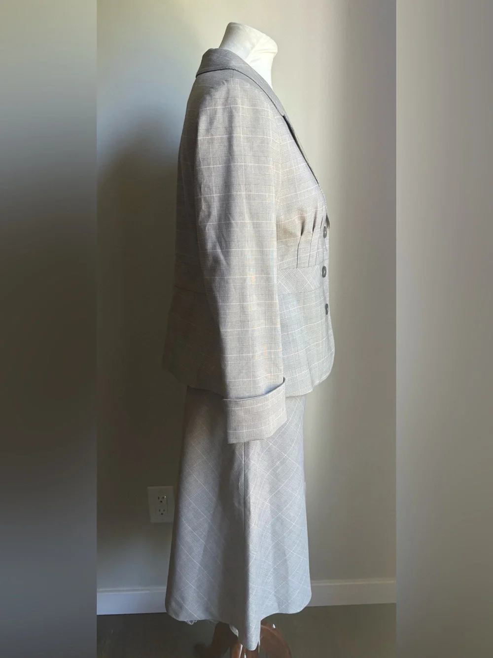 Y2K H&M Suit Fitted Skirt & Blazer In Light Gray Size Blazer 8 / Skirt 6